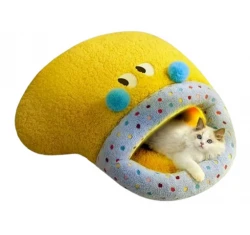 Κρεβατάκι - Φωλιά Σκύλου και Γάτας Denik Pets Slipper Eyes 60x56cm Κίτρινο/Μπλε