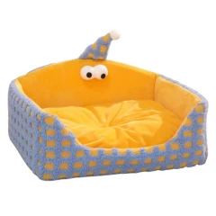 Κρεβατάκι Σκύλου και Γάτας Denik Pets Σκουφάκι 48x41x25cm Κίτρινο/Μπλε