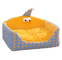 Κρεβατάκι Σκύλου και Γάτας Denik Pets Σκουφάκι 48x41x25cm Κίτρινο/Μπλε