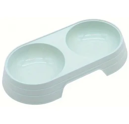 Πλαστικό Διπλό Μπολ Φαγητού και Νερού 23x12x3,8cm Γαλάζιο