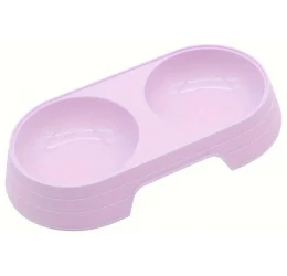 Πλαστικό Διπλό Μπολ Φαγητού και Νερού 23x12x3,8cm Μωβ