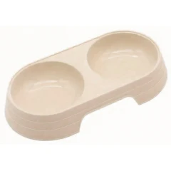 Πλαστικό Διπλό Μπολ Φαγητού και Νερού 23x12x3,8cm Μπεζ Πλαστικό Διπλό Μπολ Φαγητού και Νερού 23x12x3,8cm Μπεζ