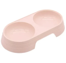 Πλαστικό Διπλό Μπολ Φαγητού και Νερού 23x12x3,8cm Ροζ