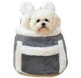 Τσάντα Μεταφοράς Μάρσιπος Σκύλου Denik Χνουδωτό 35x25x32cm Γκρι