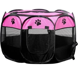 Υφασμάτινο Πάρκο Denik Pets 8 Πάνελς Medium 74x45cm Ροζ Υφασμάτινο Πάρκο Denik Pets 8 Πάνελς Medium 74x45cm Ροζ