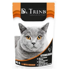 Υγρή Τροφή Γάτας Dr Trend Sterilised Cat Chicken Φακελάκι 85gr