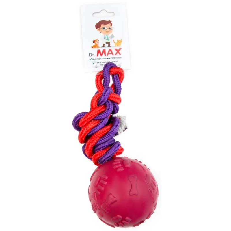Παιχνίδι Σκύλου Dr. Max Paw Design Ball wth double rope Pink  8cm 1 +1 ΔΩΡΟ ΠΑΙΧΝΙΔΙΑ