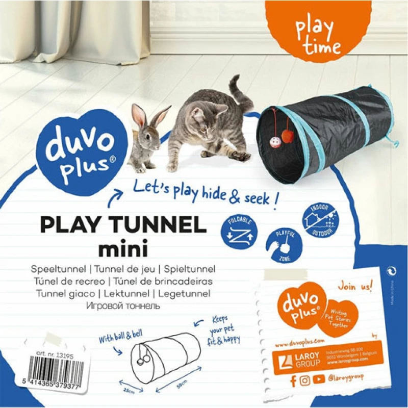 Τούνελ για Γάτες της Duvo 50x25x25cm Mini Μαύρο / Μπλε Γάτες Τούνελ για Γάτες της Duvo 50x25x25cm Mini Μαύρο / Μπλε Γάτες