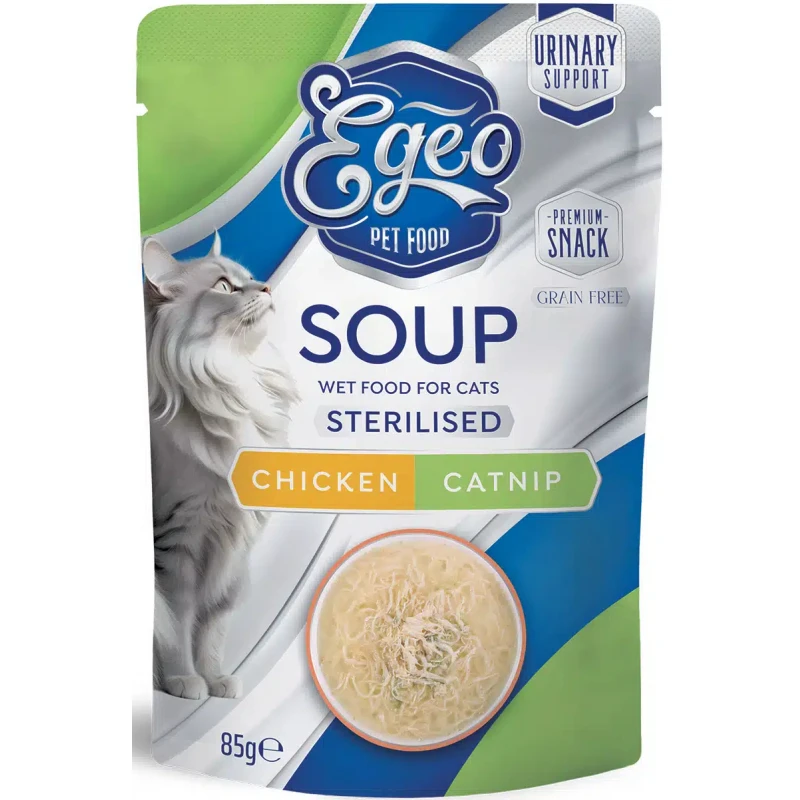 Egeo Cat Soup Sterilized Chicken & Catnip 85gr Γάτες Egeo Cat Soup Sterilized Chicken & Catnip 85gr Γάτες