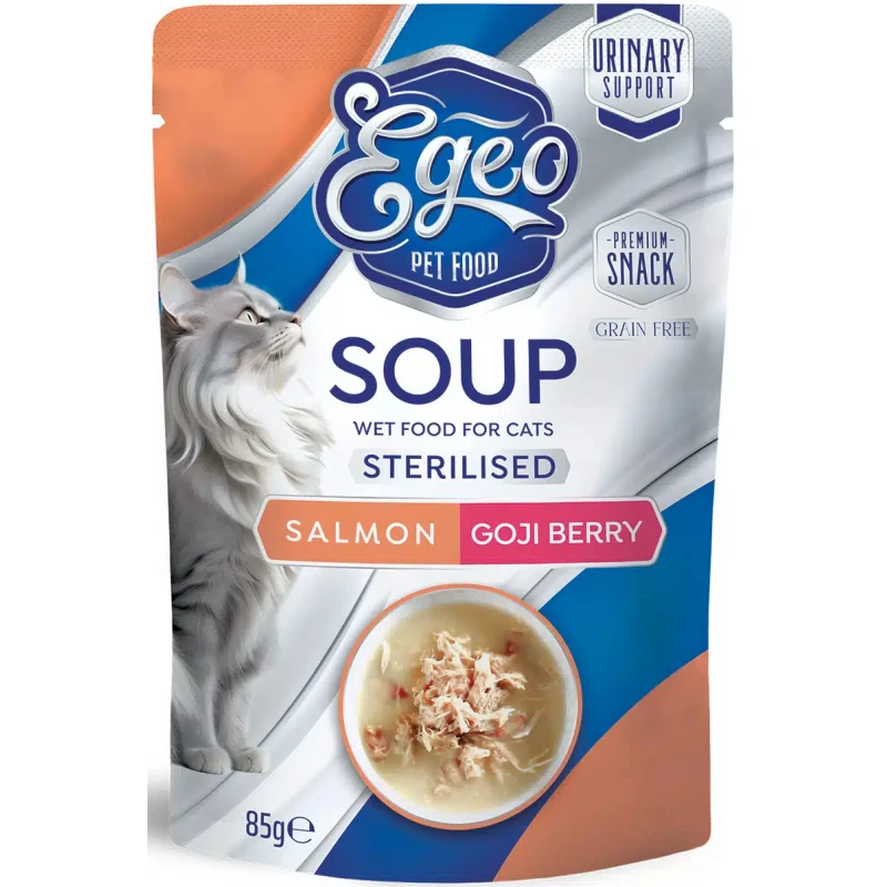 Egeo Cat Soup Sterilized Salmon & Goji Berry 85gr Γάτες Egeo Cat Soup Sterilized Salmon & Goji Berry 85gr Γάτες
