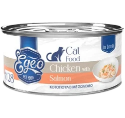 Υγρή Τροφή Γάτας Egeo Cat Adult Κοτόπουλο με Σολομό σε Ζωμό 70gr