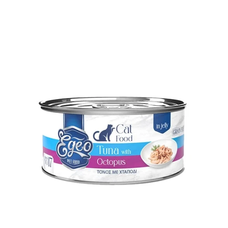 Υγρή Τροφή Γάτας Egeo Cat Adult Τόνος με Χταπόδι σε Ζελέ 85gr ΓΑΤΕΣ