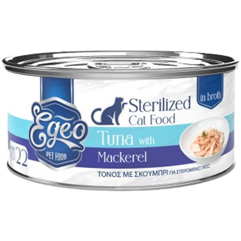 Υγρή Τροφή Γάτας Egeo Cat Sterilised Τόνος με Σκουμπρί σε Ζωμό 70gr Γάτες Υγρή Τροφή Γάτας Egeo Cat Sterilised Τόνος με Σκουμπρί σε Ζωμό 70gr Γάτες