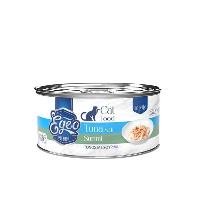 Υγρή Τροφή Γάτας Egeo Cat Adult Τόνος με Σουρίμι σε Ζελέ 85gr ΓΑΤΕΣ