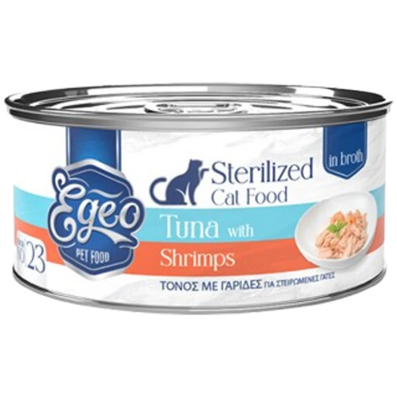 Υγρή Τροφή Γάτας Egeo Cat Sterilised Τόνος με Γαρίδες σε Ζωμό 70gr Γάτες Υγρή Τροφή Γάτας Egeo Cat Sterilised Τόνος με Γαρίδες σε Ζωμό 70gr Γάτες