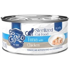 Υγρή Τροφή Γάτας Egeo Cat Sterilized Τόνος με Κοτόπουλο σε Ζελέ 85gr Υγρή Τροφή Γάτας Egeo Cat Sterilized Τόνος με Κοτόπουλο σε Ζελέ 85gr