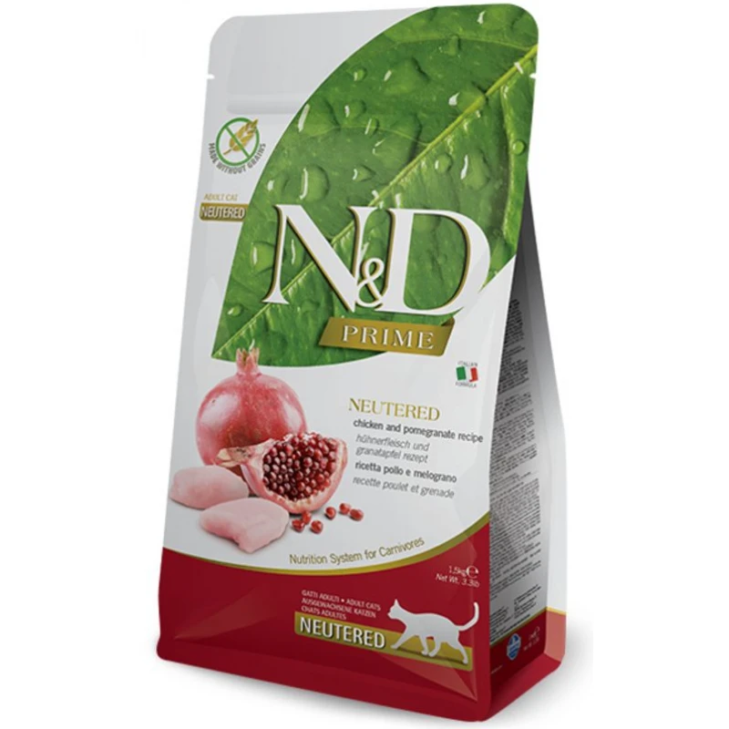 N&D Cat Prime Grain Free Chicken & Pomegranate Neutered 1,5kg Γάτες