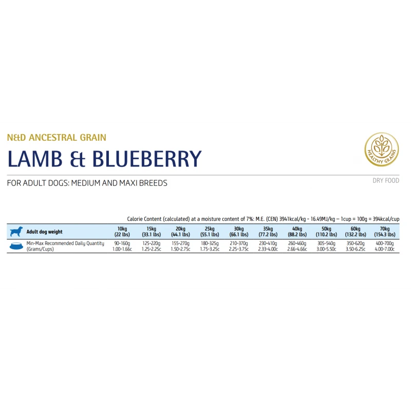 N&D Low Grain Lamb & Blueberry Adult Medium & Max 2.5kg ΣΚΥΛΟΙ