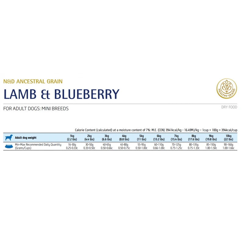 N&D Low Grain Lamb & Blueberry Adult Mini 2.5kg ΣΚΥΛΟΙ