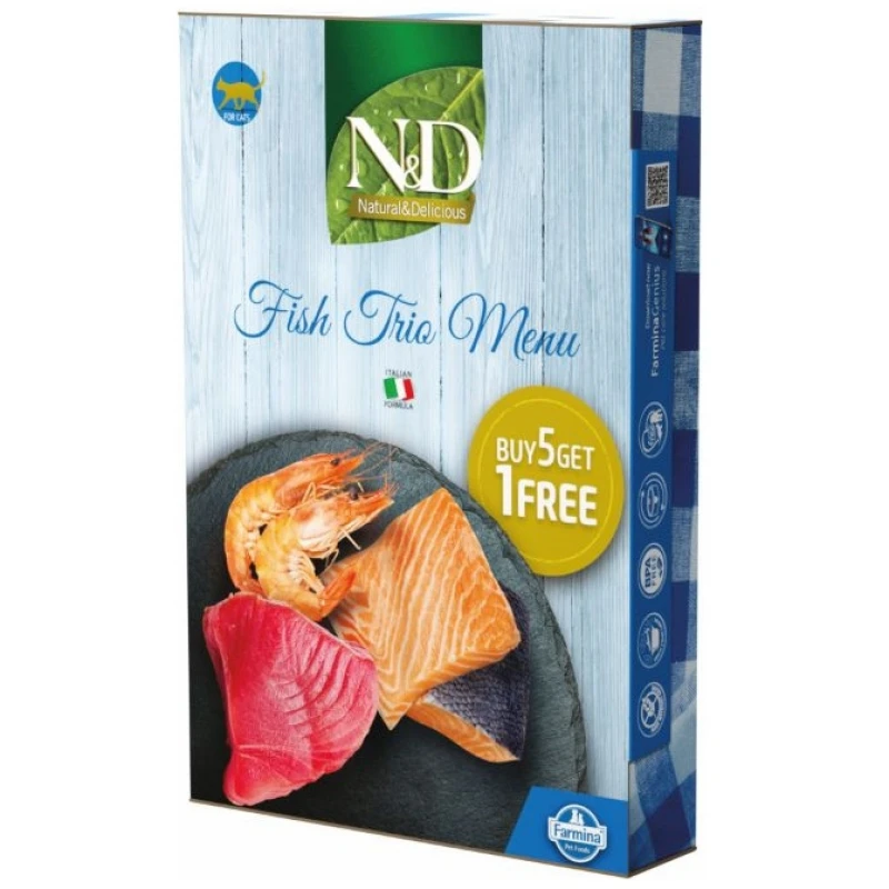 N&D Cat Natural Fish Trio Menu 6x70gr (5+1 Δώρο) ΓΑΤΕΣ