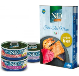 N&D Cat Natural Fish Trio Menu 6x70gr (5+1 Δώρο) N&D Cat Natural Fish Trio Menu 6x70gr (5+1 Δώρο)