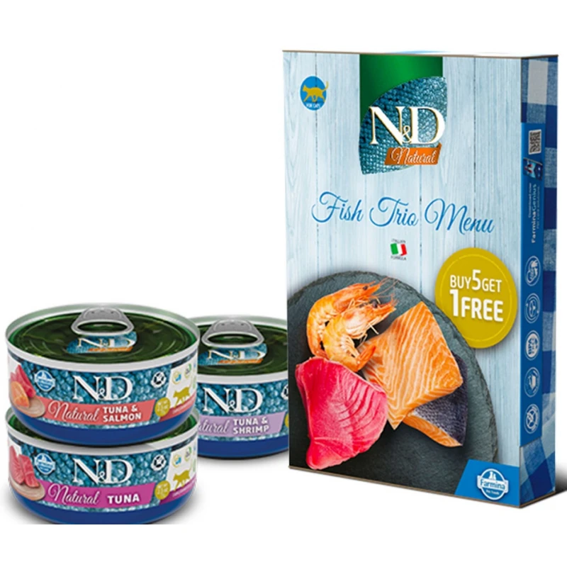N&D Cat Natural Fish Trio Menu 6x70gr (5+1 Δώρο) ΓΑΤΕΣ