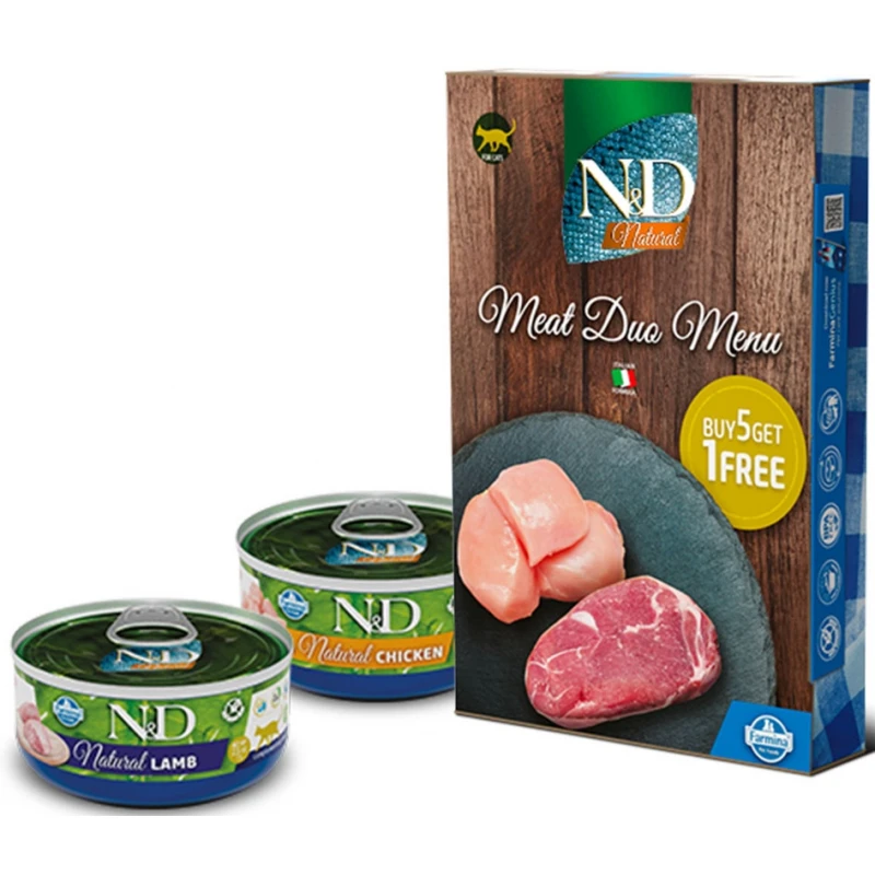 N&D Cat Natural Meat Duo Menu 6x70gr (5+1 Δώρο) ΓΑΤΕΣ