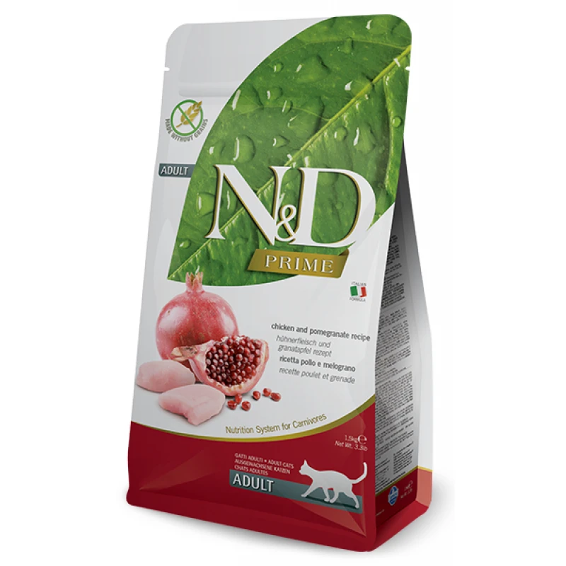 Τροφή Γάτας N&D Prime Cat Grain Free Chicken & Pomegranate Adult με Κοτόπουλο και Ρόδι 10kg ΓΑΤΕΣ