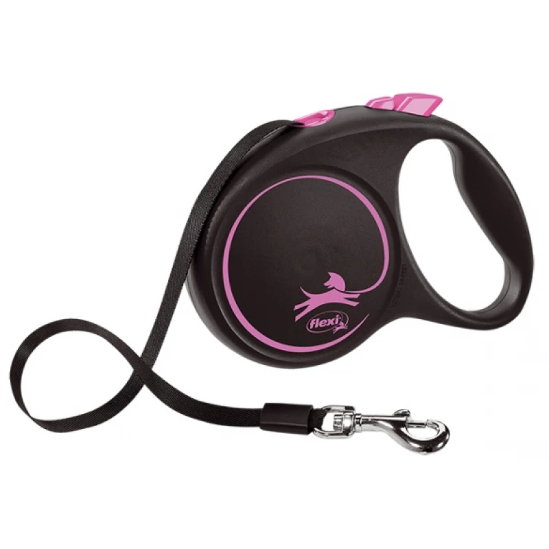 FLEXI BLACK DESIGN SMALL ΙΜΑΝΤΑ 5M ΕΩΣ 15KG PINK ΠΕΡΙΛΑΙΜΙΑ - ΟΔΗΓΟΙ - ΣΑΜΑΡΑΚΙΑ