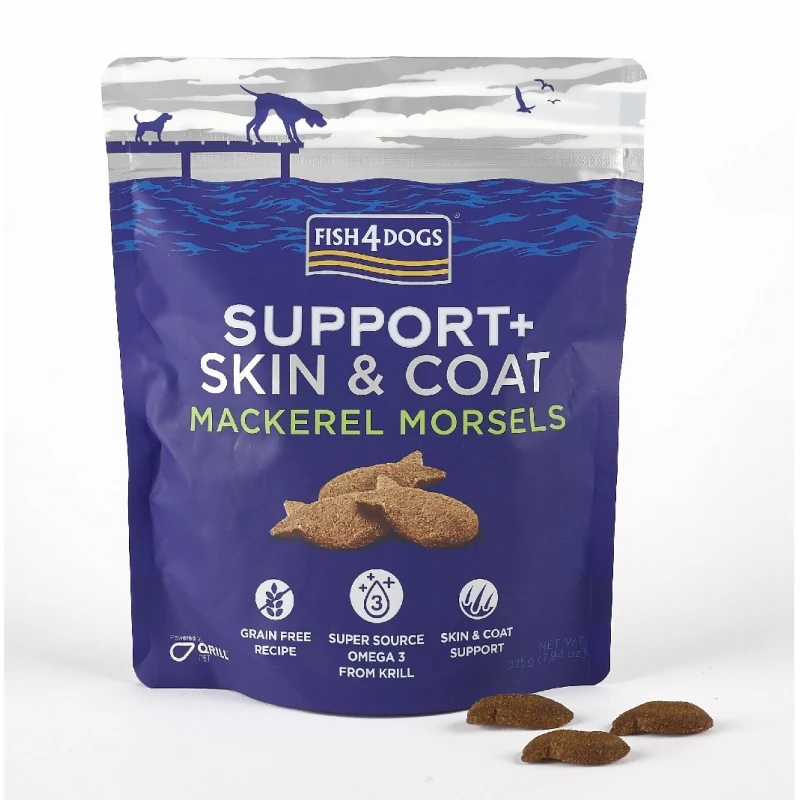 Fish4dogs Support Skin & Coat Λιχουδιές Σκύλου με Μπουκιές Σκουμπριού 225g ΣΚΥΛΟΙ