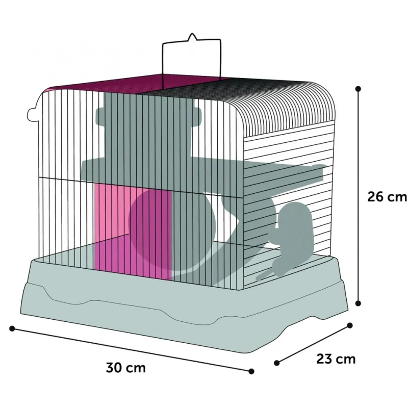 Κλουβί για Χάμστερ Flamingo Hamster Cage Dinky Grey 30x23x26cm ΠΟΥΛΙΑ