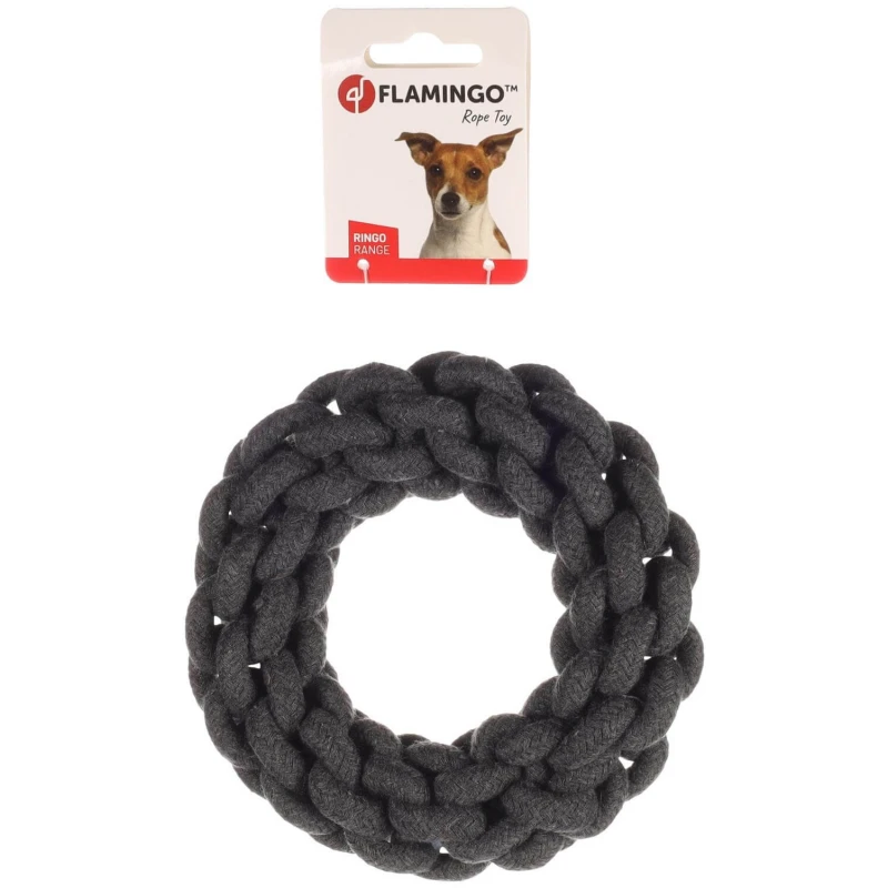 Παιχνίδι Σκύλου Flamingo Ringo Cord Ring Dark grey 20x5cm ΣΚΥΛΟΙ