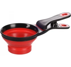 Μπολ Φαγητού & Νερού για Σκύλους και Γάτες Flamingo Food Scoop with Bag Clip Red / Black με Κλιπ για Σακούλα 237ml