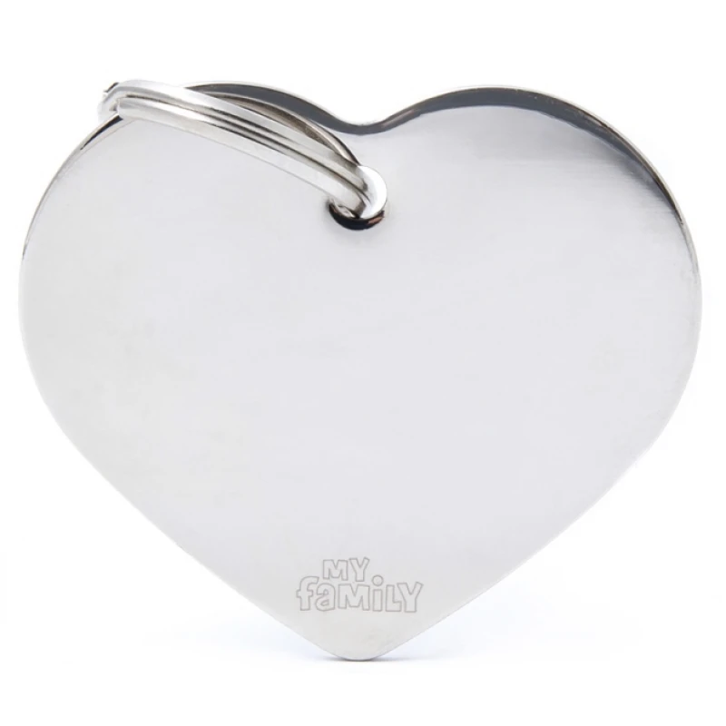 MY FAMILY BASIC SILVER HEART LARGE TAG 4X2CM ΤΑΥΤΟΤΗΤΕΣ