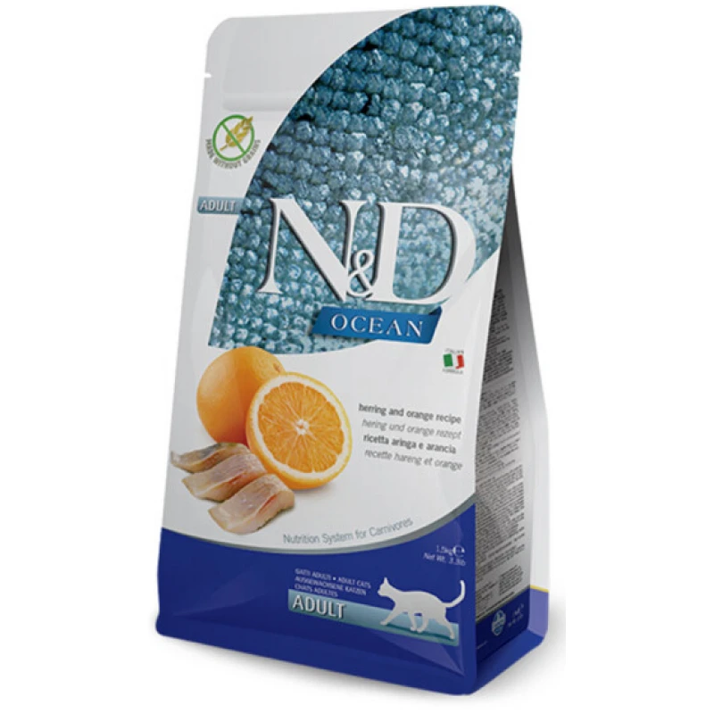 N&D Grain Free Ocean Herring & Orange Adult Cat 1,5kg Γάτες