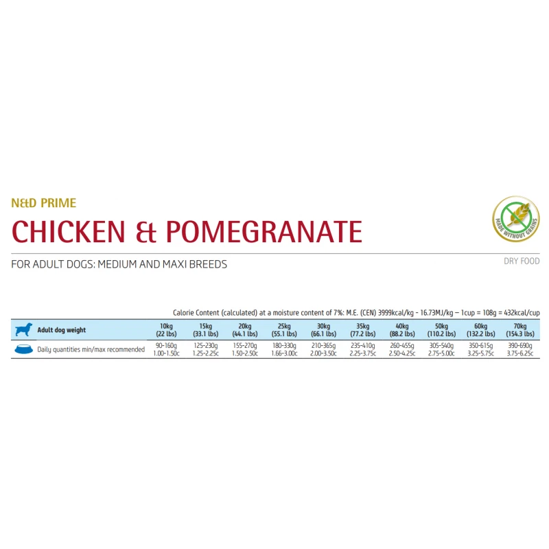 N&D Prime Chicken & Pomegranate Adult Medium & Maxi 12kg Σκύλοι