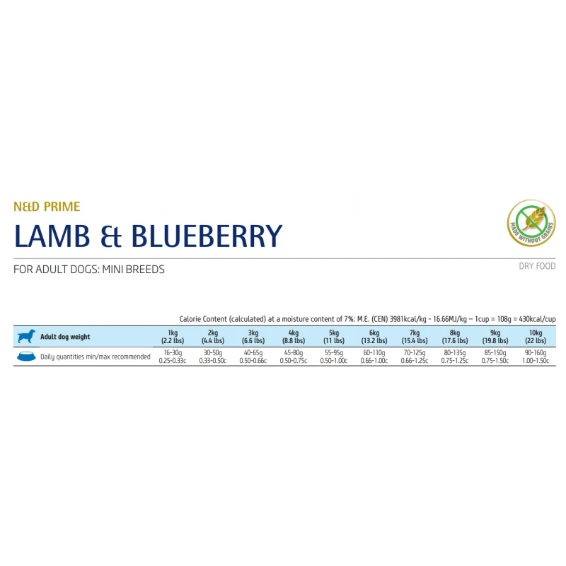 N&D Prime Lamb & Blueberry Adult Mini 2,5kg Σκύλοι