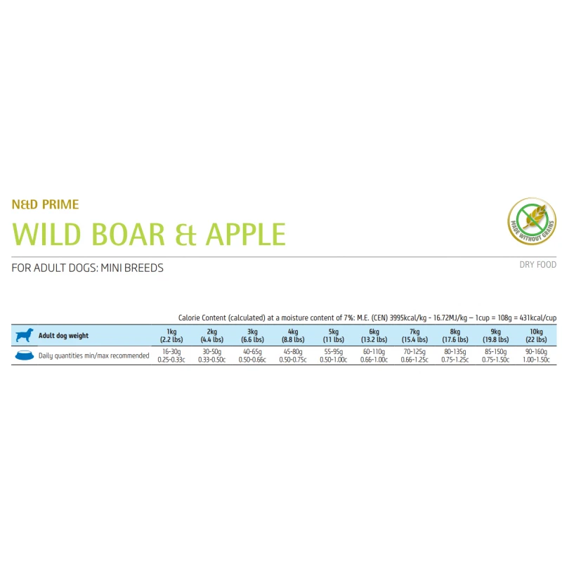 N&D Prime Wild Boar & Apple Adult Mini 2,5kg Σκύλοι