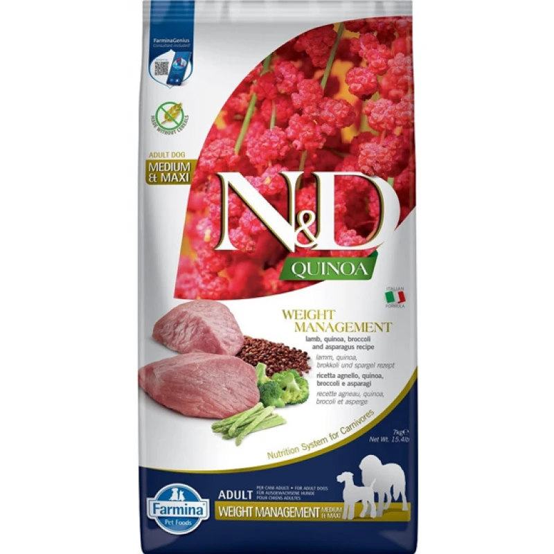 N&D Quinoa Weight Management Adult Medium & Maxi Lamb 7kg Σκύλοι N&D Quinoa Weight Management Adult Medium & Maxi Lamb 7kg Σκύλοι