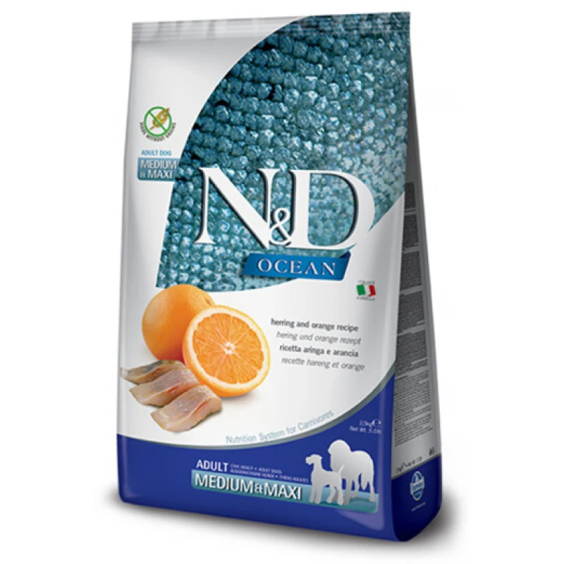 N&D Ocean Grain Free Herring & Orange Medium & Maxi 2,5kg Σκύλοι