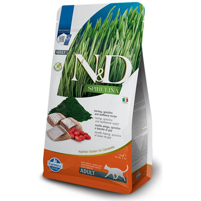 N&D Grain Free Spirulina Herring & Wolfberry Αdult 1,5kg Γάτες