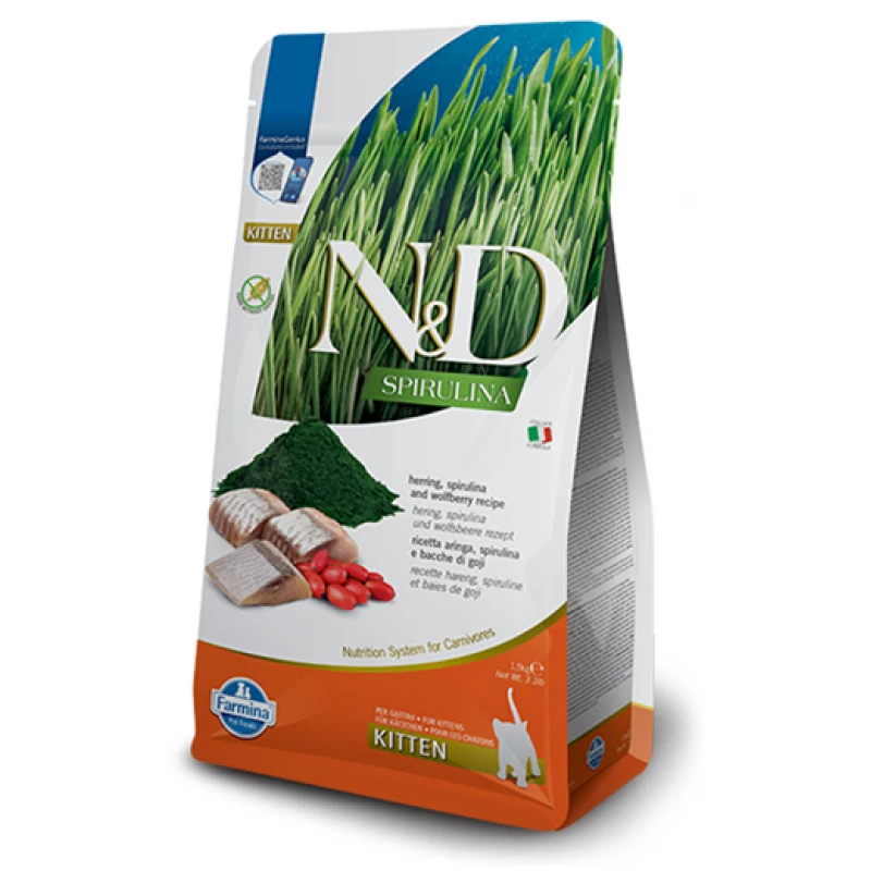 N&D Grain Free Spirulina Herring & Wolfberry Kitten 1,5kg Γάτες