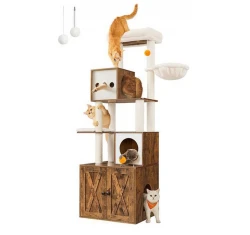 Γατόδεντρο - Ονυχοδρόμιο Feandrea Vintage με Κρυφή Τουαλέτα 60x52x185cm Γατόδεντρο - Ονυχοδρόμιο Feandrea Vintage με Κρυφή Τουαλέτα 60x52x185cm