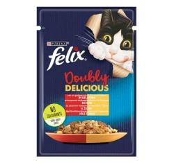 Felix Doubly Delicious 85gr με Βοδινό & Πουλερικά σε Ζελέ Felix Doubly Delicious 85gr με Βοδινό & Πουλερικά σε Ζελέ