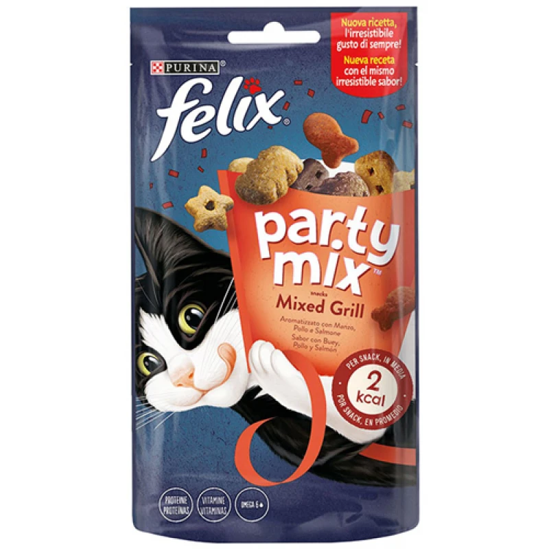Felix Party Mix Mixed Grill 60gr με Βοδινό, Κοτόπουλο & Σολομό Γάτες