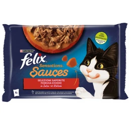 Felix Sensations Sauces Πολυσυσκευασία 4x85gr με Γαλοπούλα, Μπέικον & Βοδινό Felix Sensations Sauces Πολυσυσκευασία 4x85gr με Γαλοπούλα, Μπέικον & Βοδινό