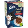 Felix Soups Fillet Πολυσυσκευασία  6x48gr με Βοδινό, Κοτόπουλο & Αρνί Γάτες