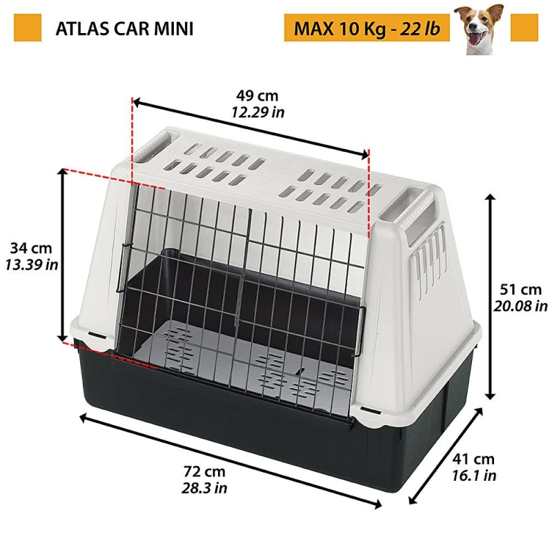 Κλουβί Μεταφοράς Ferplast Atlas Car Mini Box Μεταφοράς 72 x 41 x h 51 cm ΚΛΟΥΒΙΑ BOX ΜΕΤΑΦΟΡΑΣ ΣΚΥΛΟΥ