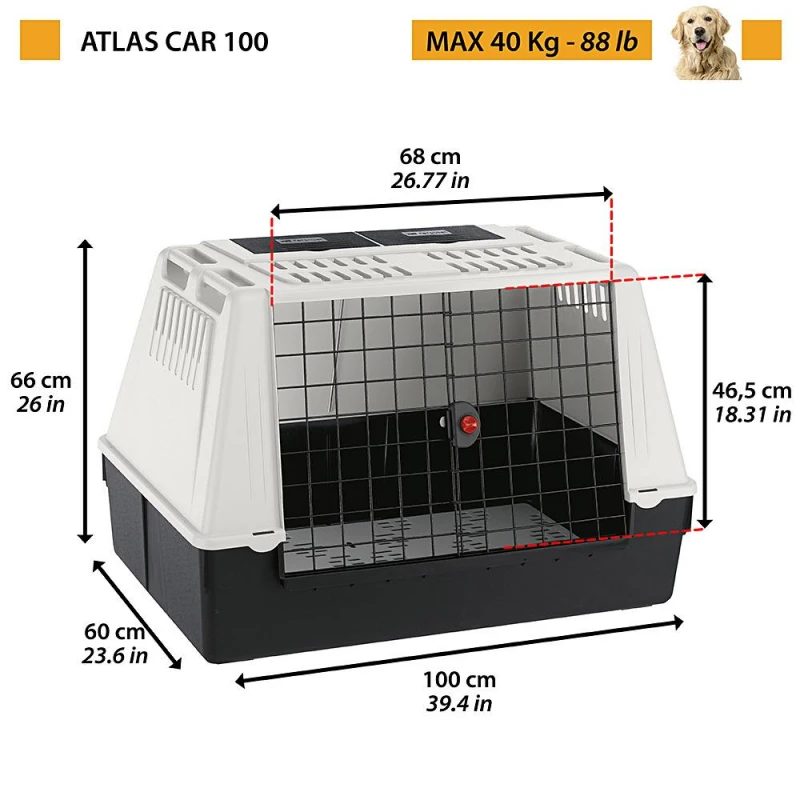 Κλουβί Μεταφοράς Ferplast Atlas Car 100 Box Μεταφοράς (100x60x66cm) ΚΛΟΥΒΙΑ BOX ΜΕΤΑΦΟΡΑΣ ΣΚΥΛΟΥ