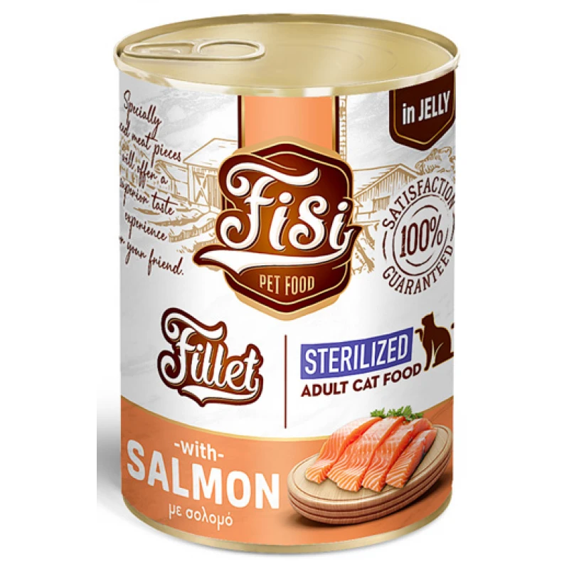 Fisi Fillet Cat Adult Σολομός σε Ζελέ Sterilized 400gr Γάτες Fisi Fillet Cat Adult Σολομός σε Ζελέ Sterilized 400gr Γάτες